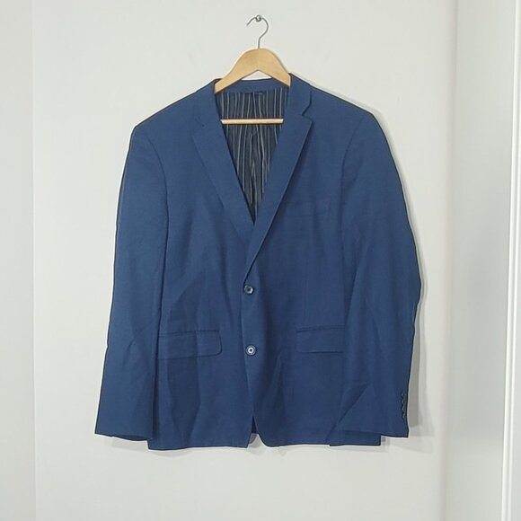 Orvieto Vintage Men's Navy Blue 100% Wool Lapel Collar Two Button Blazer Sz 48R - Picture 1 of 12